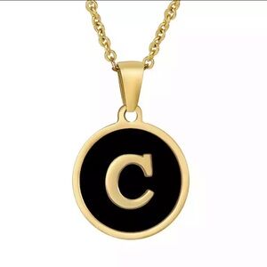 Black and Letter GoldPlated Necklace